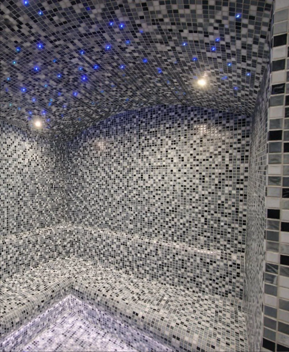 Steam room with mosaic tiles